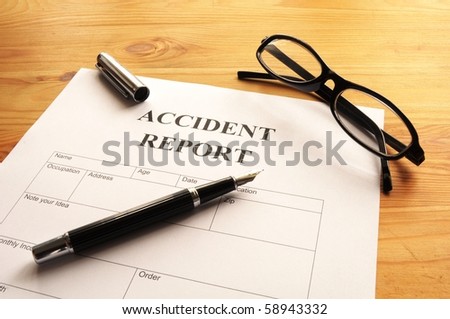 accident report form or document showing insurance concept