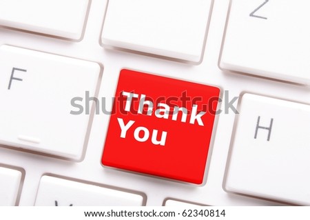 thanks or thank you concept with word on computer key or button