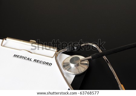 medical record clipboard and stethoscope showing health or medicine concept