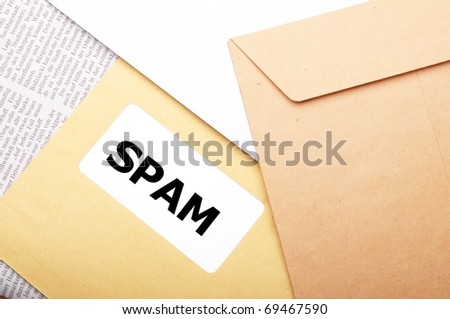 spam mail or e-mail concept with word on evelope