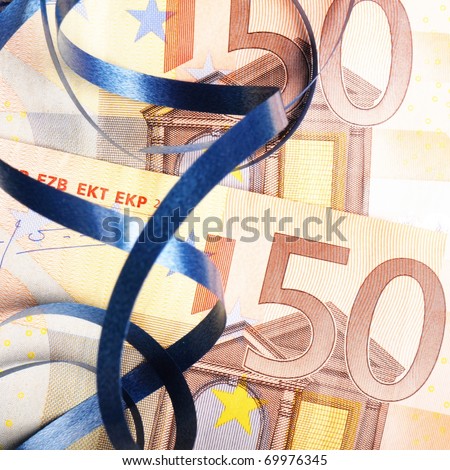 euro money gift or present with ribbon