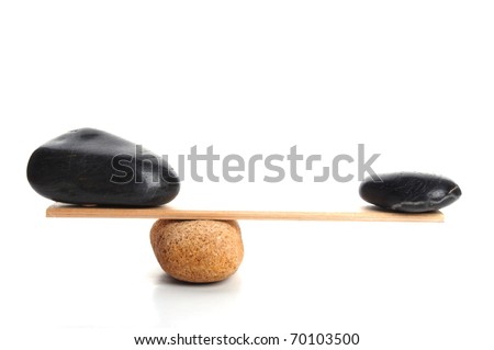 zen stones scales isolated on white showing weight or spa concept with copyspace
