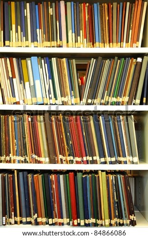 bookshelf or book shelf in a university library