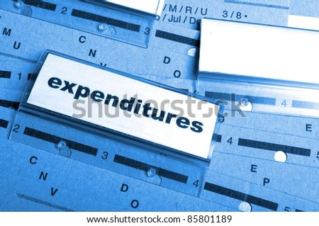 expenditures word on business folder showing costs finance or investment concept