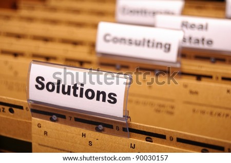 solution word on business folder showing solving a problem concept