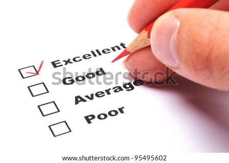 customer satisfaction survey form with checkbox showing marketing concept
