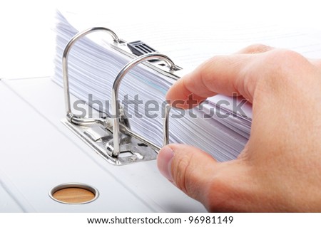 hand and folder or file showing office or work concept with copyspace