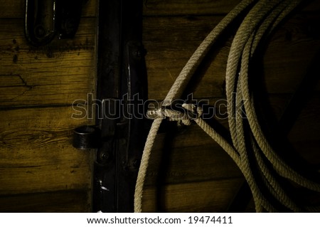 Western rope on wagon door light painting
