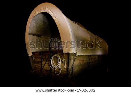 Light Painting of covered wagon