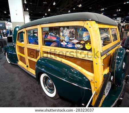 DENVER, CO - APRIL 5: Several classic cars were on display at the Denver Auto Show including this Woody featured at the Denver Auto Show April 5, 2009 in Denver, CO.
