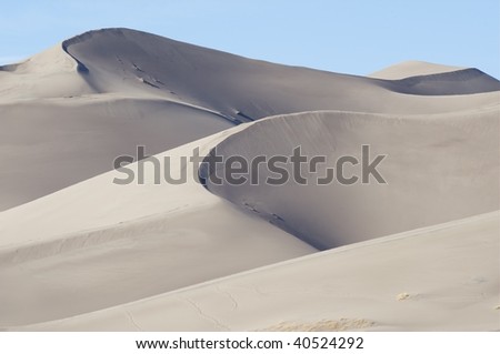 Sand dunes photographed at the Great Sand Dunes National Park in Colorado.