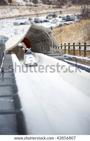 PARK CITY - DECEMBER 5 : Team Canada competes at the America\'s Cup Bobsled Races December 5, 2009 in Park City, Utah.