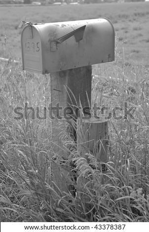 Old mail box in black and white.