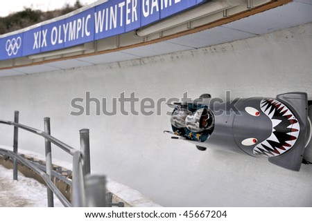 PARK CITY - DECEMBER 5: Team Australia competes at the America\'s Cup Bobsled Races in Park City  December 5, 2009 in Park City, Utah.