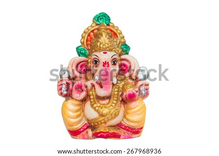 idol of Hindu god Ganesha on white background idol of Hindu god Ganesha on white background