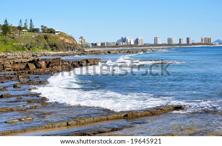 Exotic rocky coast with gentle waves