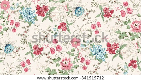Seamless background of watercolor flowers
