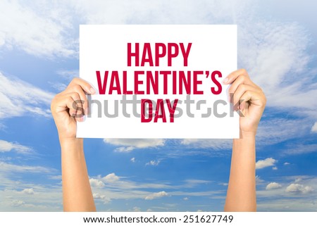 Happy valentine\'s day card with sky background, Happy Valentine\'s Day concept.
