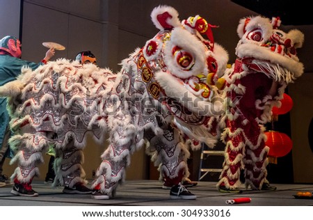 Lion Dance Stage Performance on Chinese Cultural Night