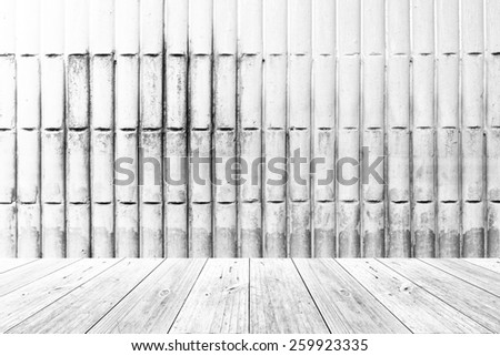 Wood terrace and Brick wall texture background Soft tone White color