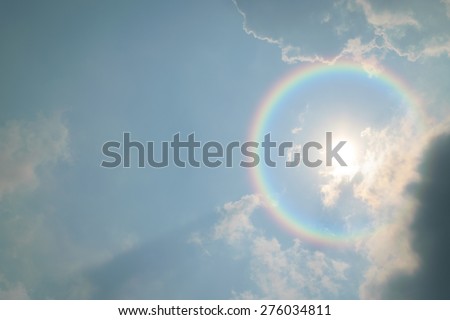 Blue sky and white cloud with sun light and corona