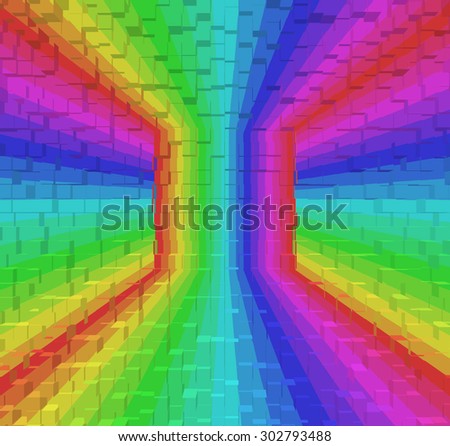 Colorful rainbow abstract background RGB Color 8bit, 3d block style