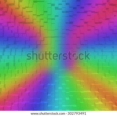 Blurred Colorful rainbow abstract background RGB Color 8bit, 3d block style