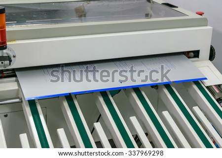 Blueprint printing machine working in printery