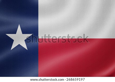 Texas flag on the fabric texture background