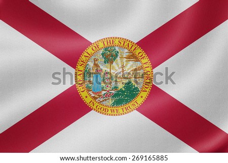 Florida flag on the fabric texture background