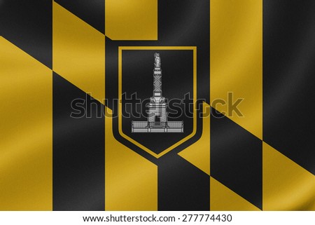 Baltimore Maryland flag on the fabric texture background