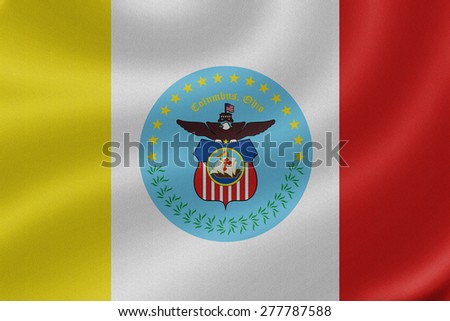 Columbus Ohio flag on the fabric texture background