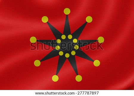 Chinese army Wuhan flag (1911-1928) flag on the fabric texture background