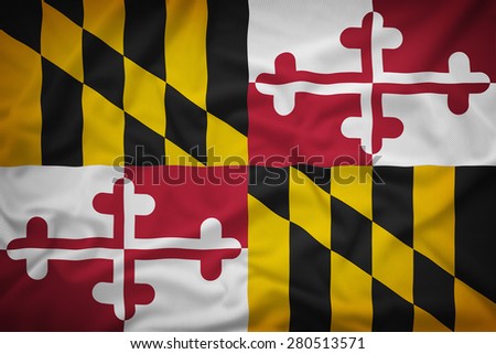Maryland flag on the fabric texture background,Vintage style