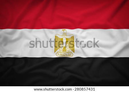 Egypt flag on the fabric texture background,Vintage style