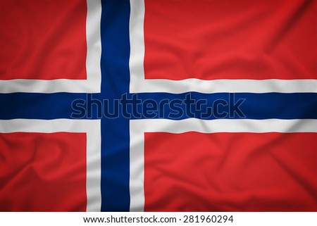 Norway flag on the fabric texture background,Vintage style