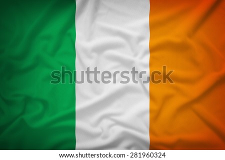 Ireland flag on the fabric texture background,Vintage style