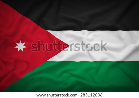 Jordan flag on the fabric texture background,Vintage style