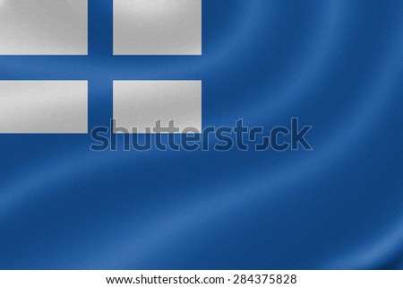 Greek merchant navy flag on the fabric texture background