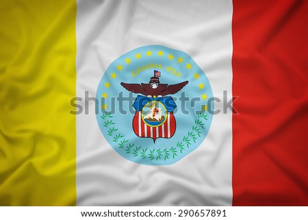 Columbus Ohio flag on the fabric texture background,Vintage style