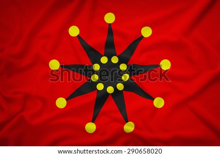 Chinese army Wuhan flag (1911-1928) flag on the fabric texture background,Vintage style