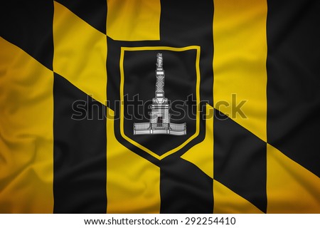 Baltimore Maryland flag on the fabric texture background,Vintage style