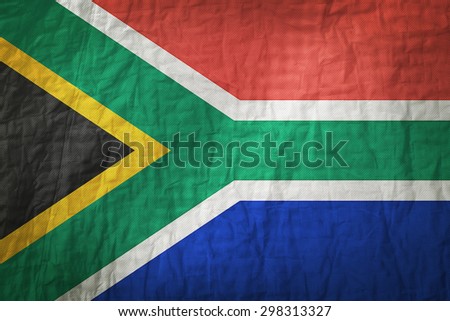 South Africa flag painted on a Fabric creases,retro vintage style