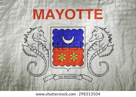 Mayotte flag painted on a Fabric creases,retro vintage style