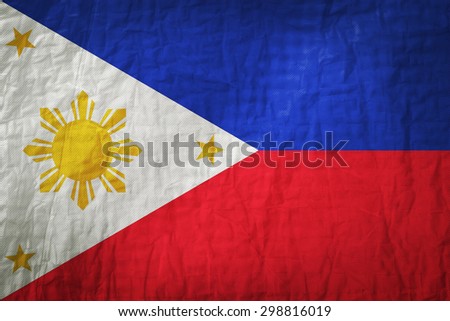 Philippines flag painted on a Fabric creases,retro vintage style
