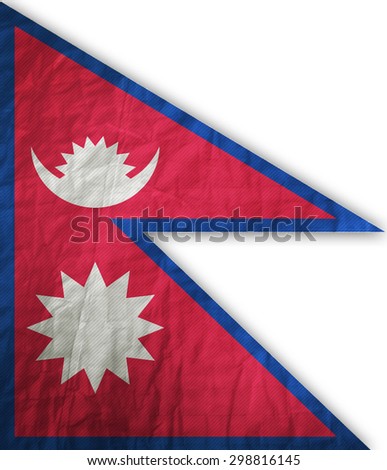 Nepal flag painted on a Fabric creases,retro vintage style
