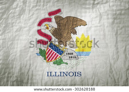 Illinois flag painted on a Fabric creases,retro vintage style