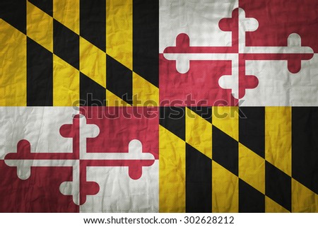 Maryland flag painted on a Fabric creases,retro vintage style