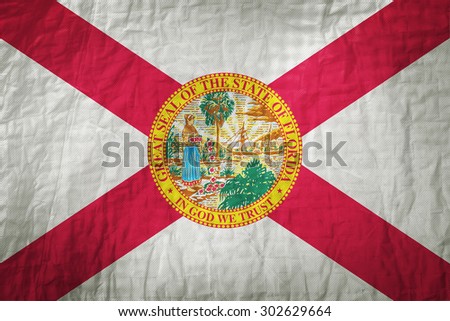 Florida flag painted on a Fabric creases,retro vintage style