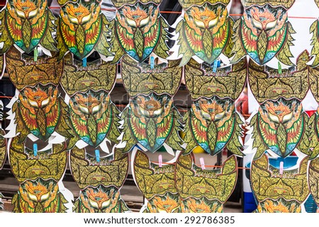 Thailand June 26: Souvenir of Phi ta khon ride bicycle in Phitakhon masks and dance to show festival on june 26 ,2015 in loei province of thailand